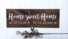 Longitude latitude sign, Home sweet home sign, Coordinates sign, housewarming gift
