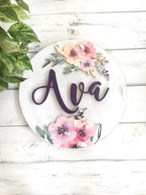 Floral Baby Shower Sign, Baby Name Sign With Flowers