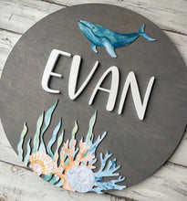Ocean Nursery Name Sign, Whale Sign For Kids Room