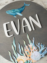 Ocean Nursery Name Sign, Whale Sign For Kids Room
