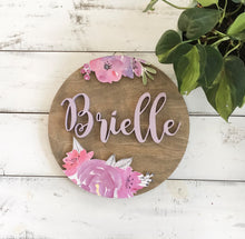 Floral Nursery Name Sign, Pink Flower Wall Decor