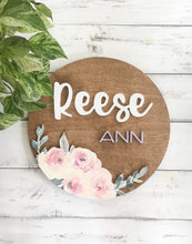 Floral Wood Sign For Nursery, Name Sign For New Baby