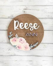 Floral Wood Sign For Nursery, Name Sign For New Baby