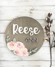 Floral Wood Sign For Nursery, Name Sign For New Baby