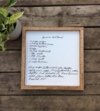 Handwritten Recipes on Wood, Custom Handwriting Sign