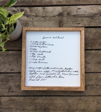 Handwritten Recipes on Wood, Custom Handwriting Sign, Family Recipe Wall Art
