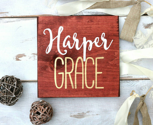 Wood baby name sign, Personalized baby shower gift