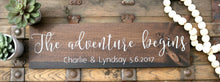 Wedding announcement, Wedding photo prop, Our adventure begins, Custom wood sign, Personalized wood sign