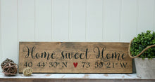 Longitude latitude sign, Home sweet home sign, Wood sign family, Coordinates sign, Rustic home decor