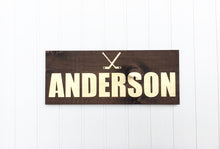 Last name wood sign, Hockey family signs wood