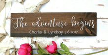 Wedding announcement, Wedding photo prop, Our adventure begins, Custom wood sign, Personalized wood sign