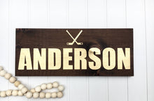 Last name wood sign, Family wood sign, Hockey family signs, Hockey wall art, Wood sign for home