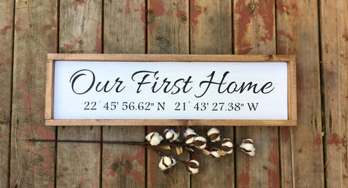 Longitude latitude sign, Coordinates sign, Wood sign home decor, Gift for new homeowner, Wood sign with coordinates