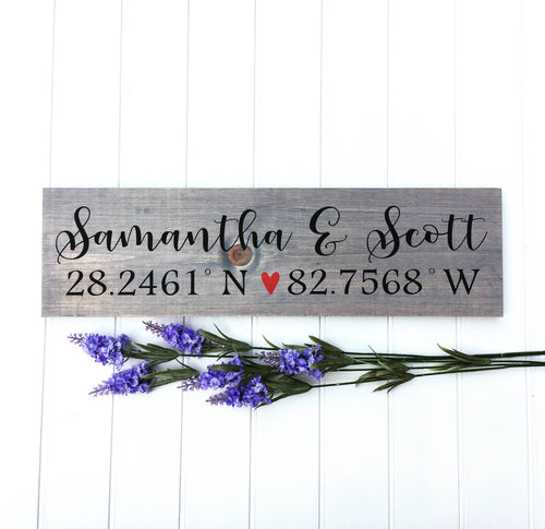 Latitude Longitude Sign, Personalized Painted Wooden Signs