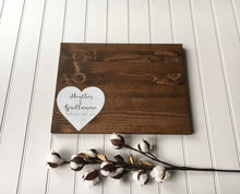 Wood wedding guest book, Wedding reception decor