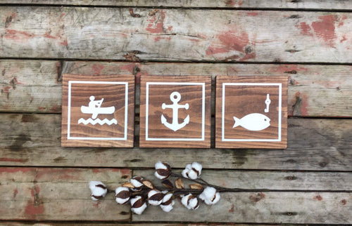 Sports wall decor, Recreation signs, Man cave decor, Wood signs set, Outdoor enthusiast gift