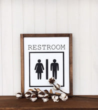 Restroom wood wall art, Camping wood sign