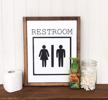 Restroom wood wall art, Camping wood sign
