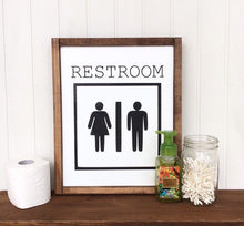 Restroom wood sign, Bathroom wood wall art, Camping wood sign, Restroom icon