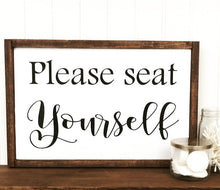 Please seat yourself, Restroom wall art, Bathroom art, Funny signs, Farmhouse sign