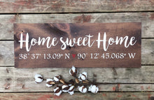 Longitude latitude sign, Home sweet home coordinates sign
