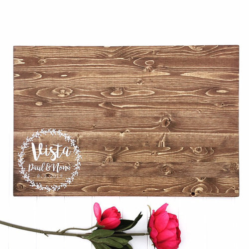 Wood wedding guestbook, Guestbook sign wood
