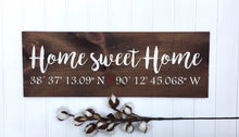 Longitude latitude sign, Home sweet home coordinates sign