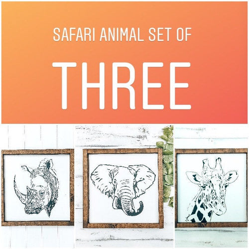 Safari Nursery Wall Art, Elephant Nursery Decor,  Wall Decor for Kids Room, Giraffe Sign